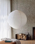 LUNA 19.7" Off-White Linen Pendant Light – Handcrafted Japandi Lighting