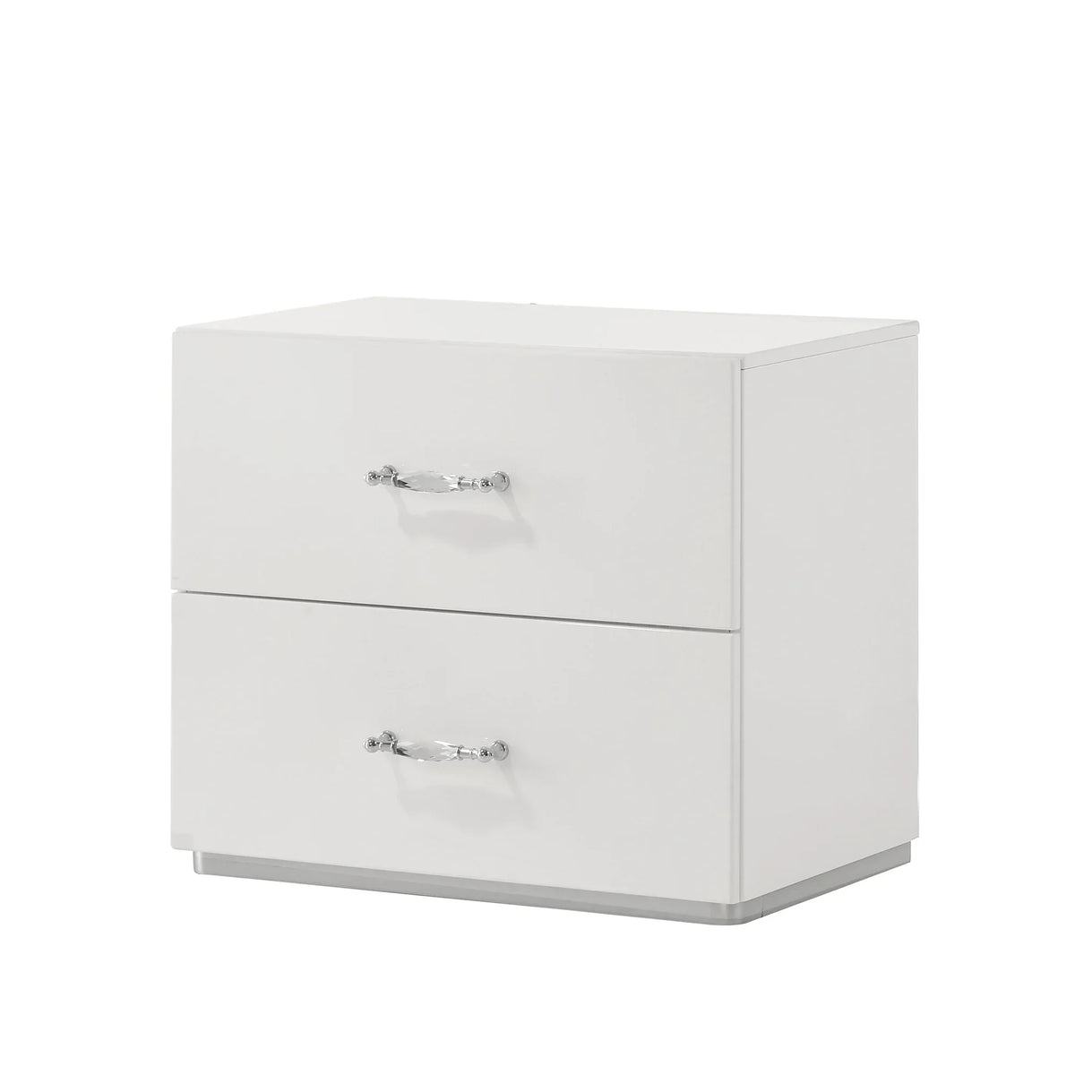 Stoholm White 2-Drawer Nightstand with Crystal-Style Handles