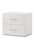 Stoholm White 2-Drawer Nightstand with Crystal-Style Handles