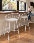 Veya Set of 2 Modern Metal Bar Stools with Cushions