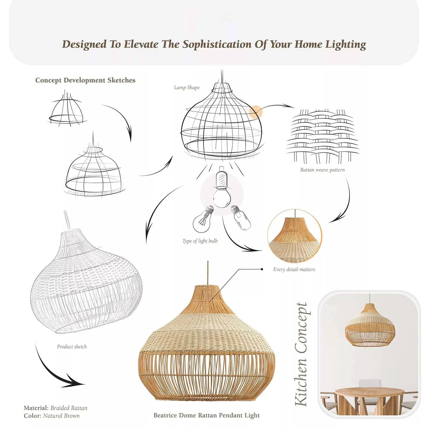 Beatrice Rattan Pendant Light
