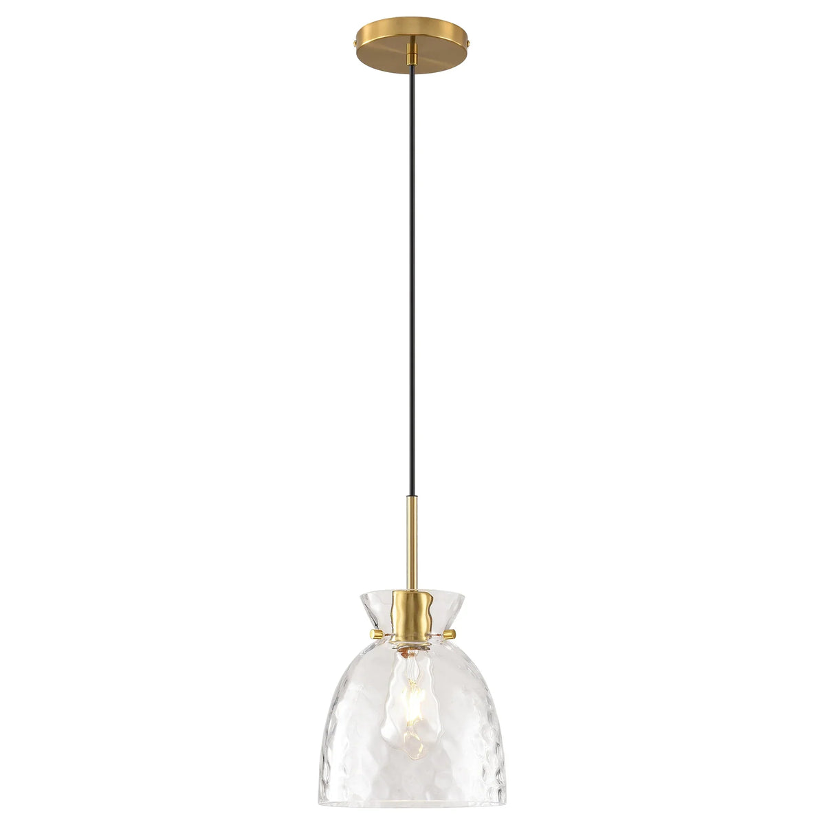 Eunice 1-Light Brass Hammered Glass Pendant