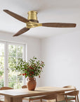 56" Arden Flush Mount Ceiling Fan and Solid Wood Blades