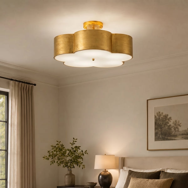 Joyce 5 Light Golden Semi Flush 20 Inch Flush Mount Ceiling Light