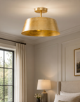Modern Golden Downrod 3-Light Semi Flush Mount Light