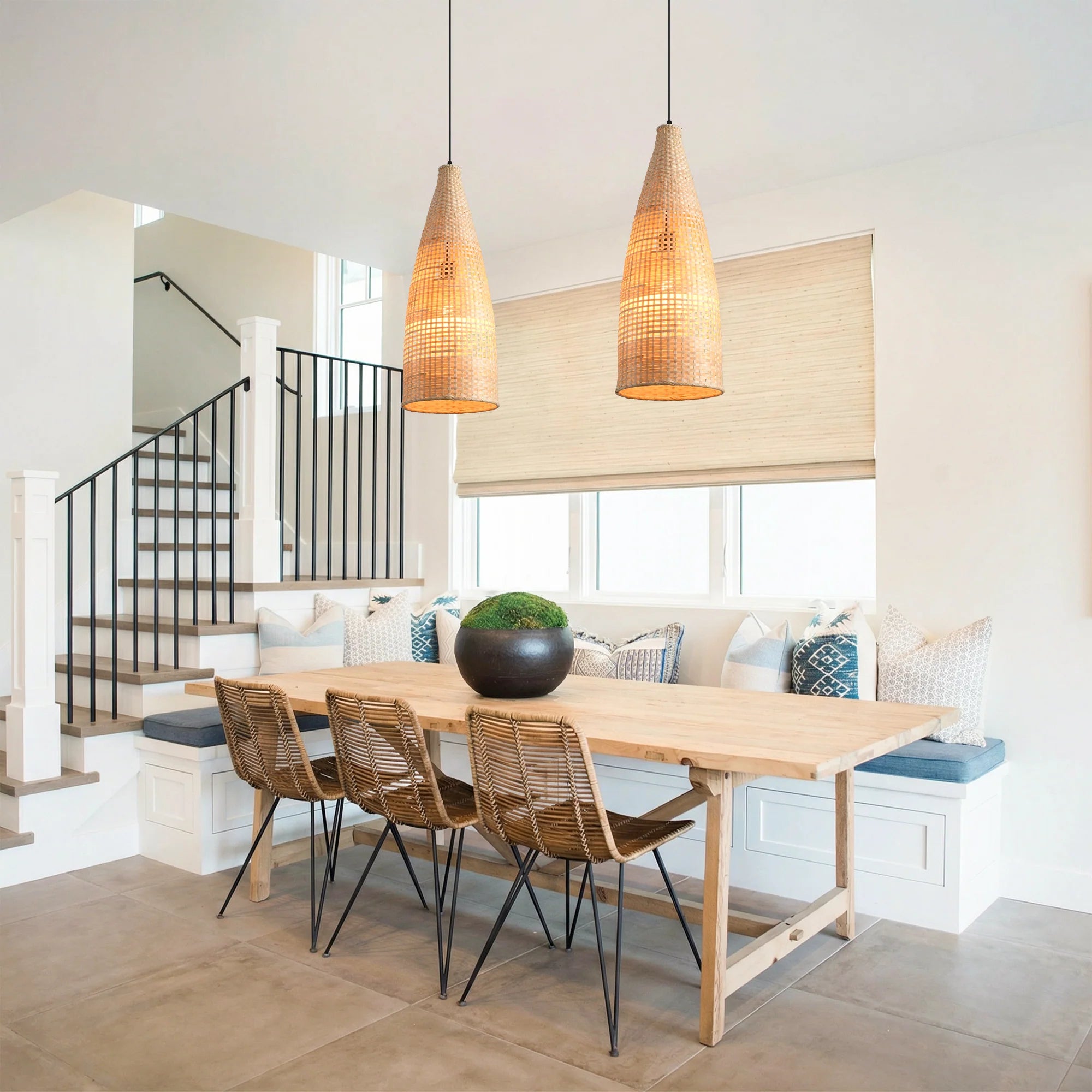 9" Vivian Bohemian Bamboo Pendant Light