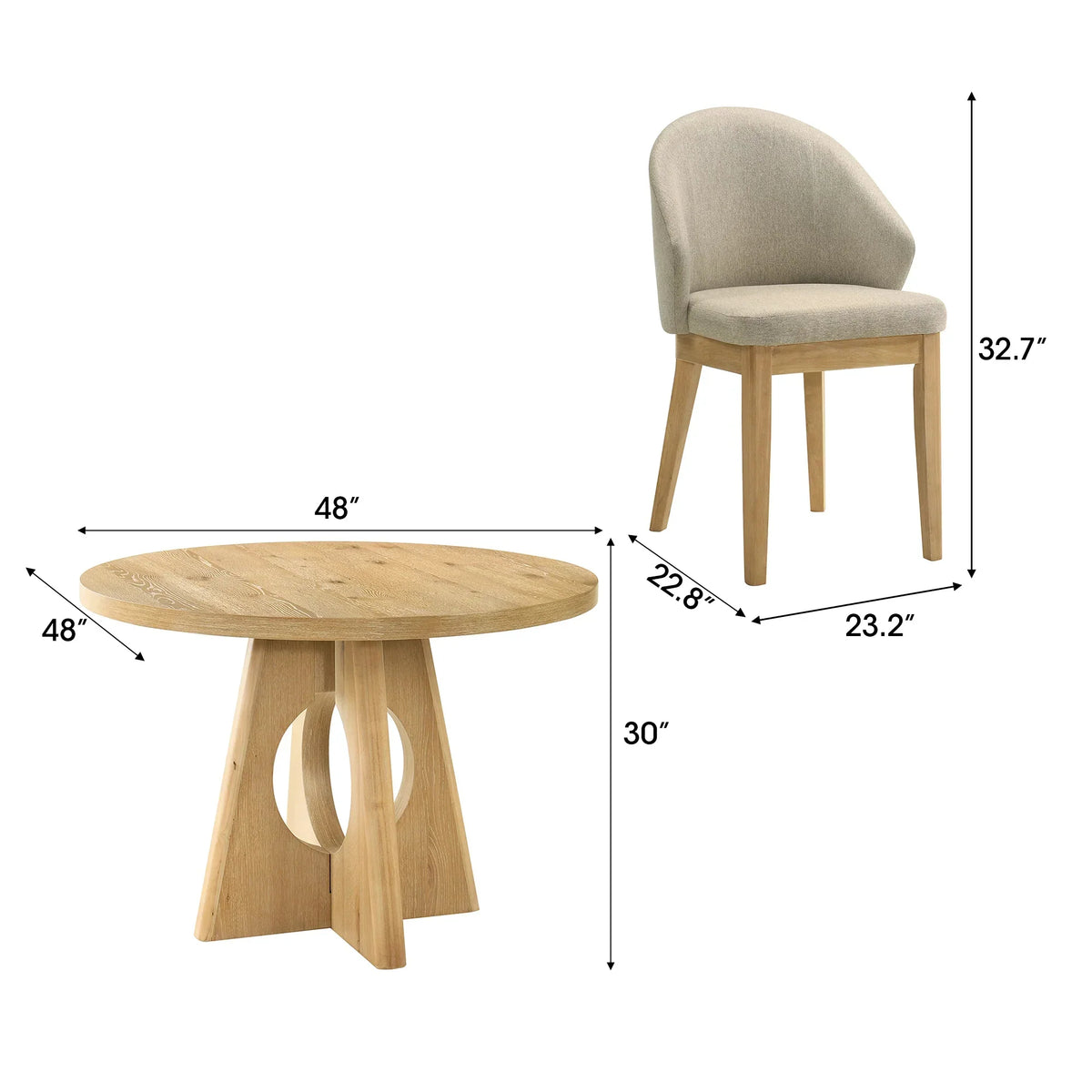 Sorelle 5-Piece Modern Oak Round Dining Set