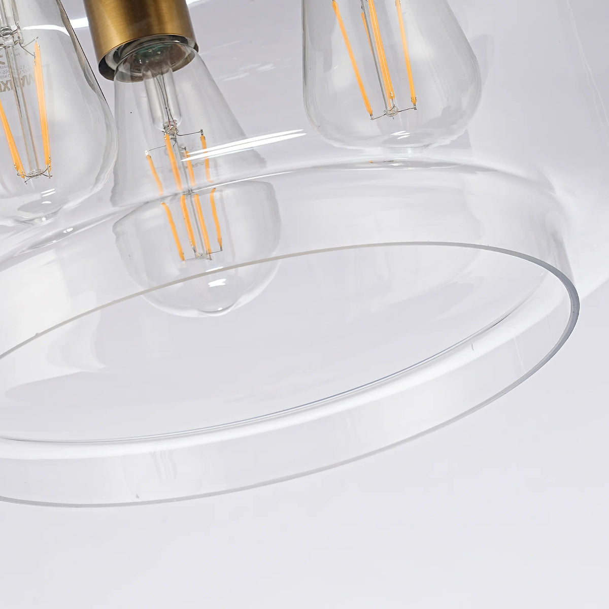 Avenor 3-Light Brushed Brass Glass Semi-Flush Mount Ceiling Light