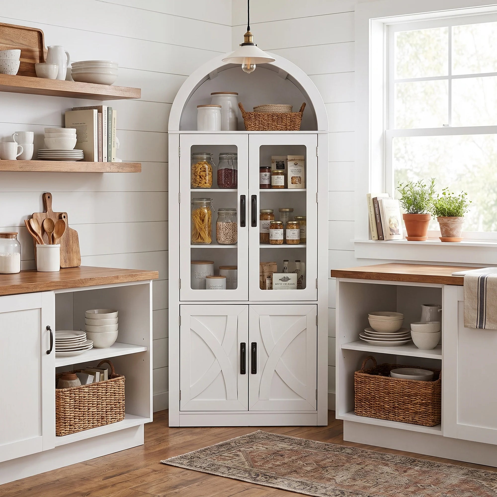 70" Modern White Wood Storage Cabinet