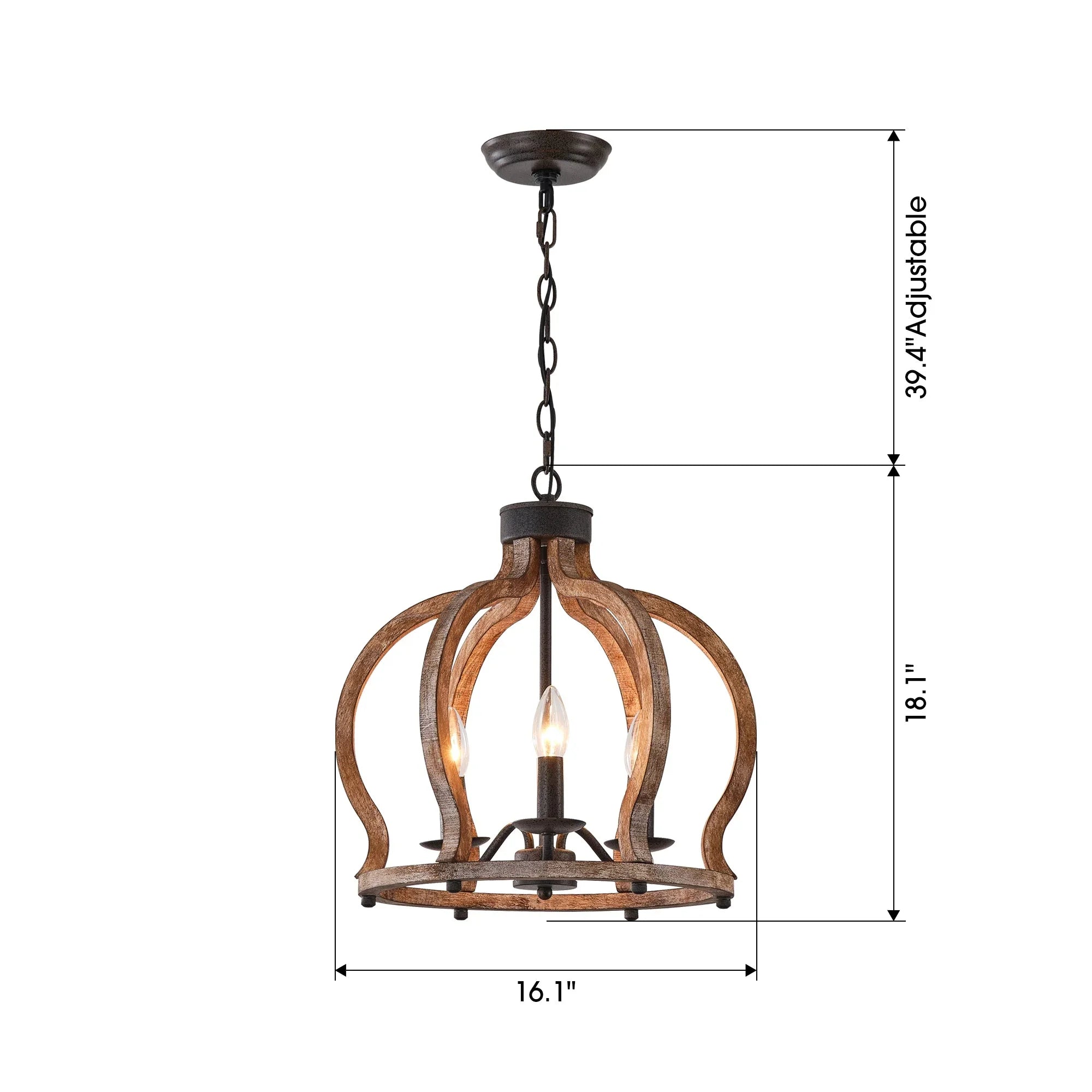 Rustic Wooden 3 Light Chandelier - IPLUS Lighting