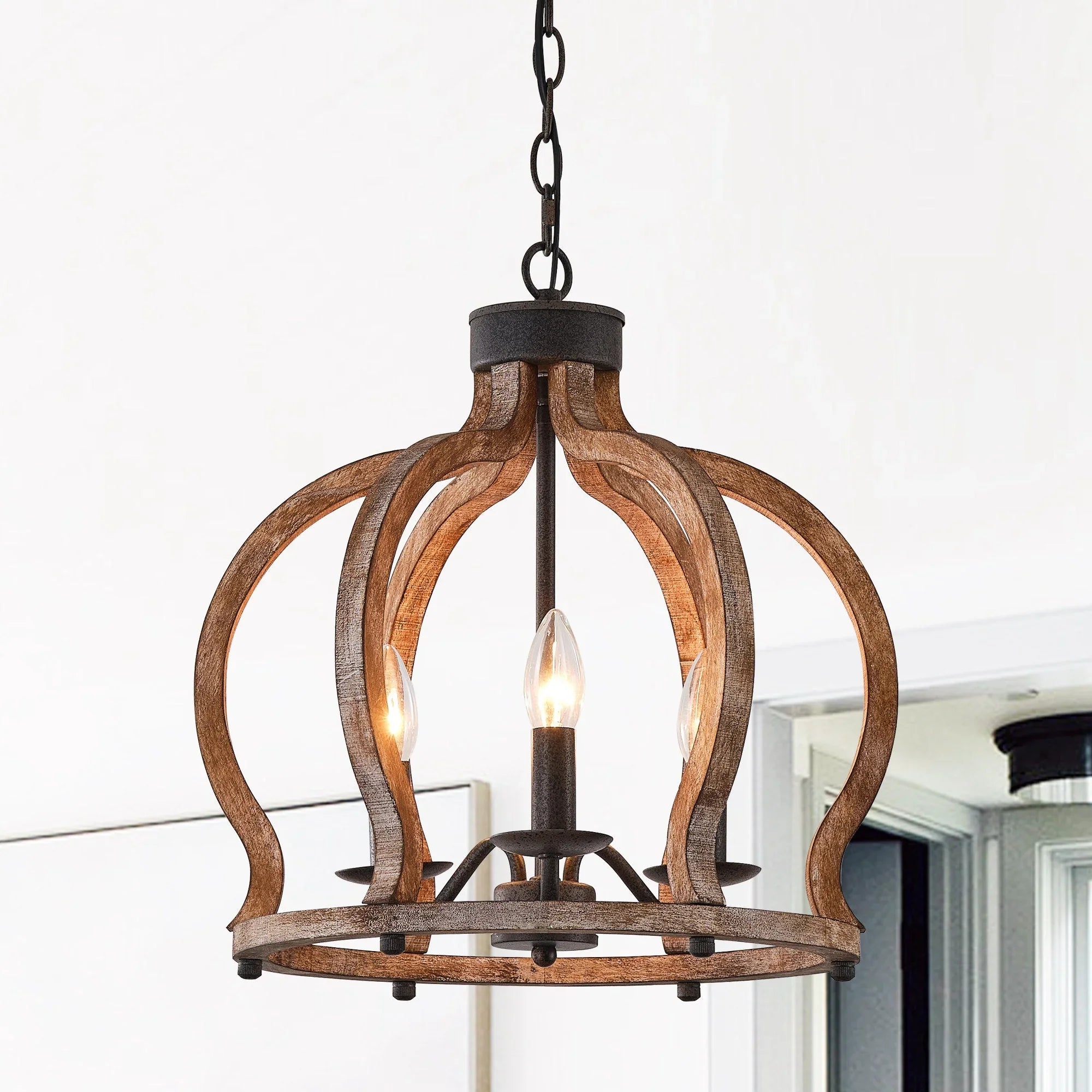 Rustic Wooden 3 Light Chandelier - IPLUS Lighting