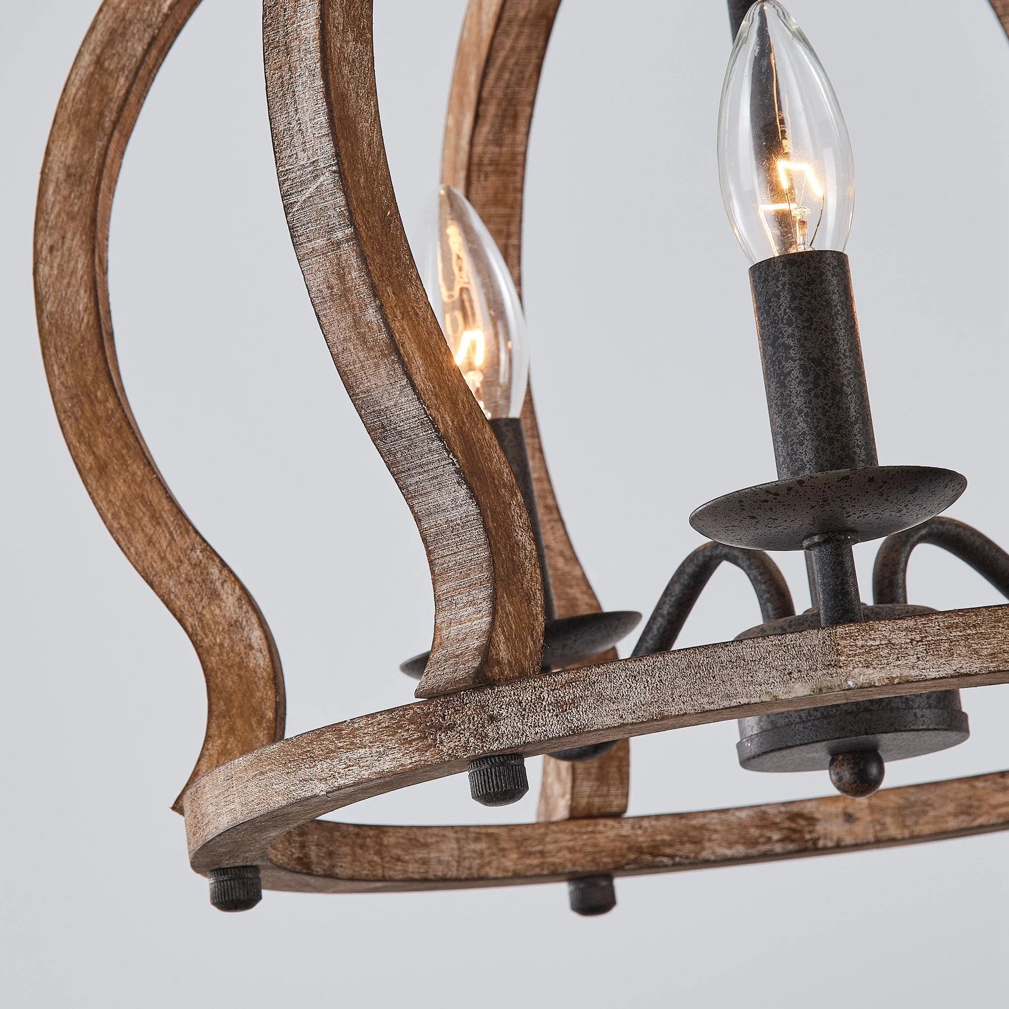 Rustic Wooden 3 Light Chandelier - IPLUS Lighting