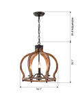 Rustic Wooden 3 Light Chandelier - IPLUS Lighting