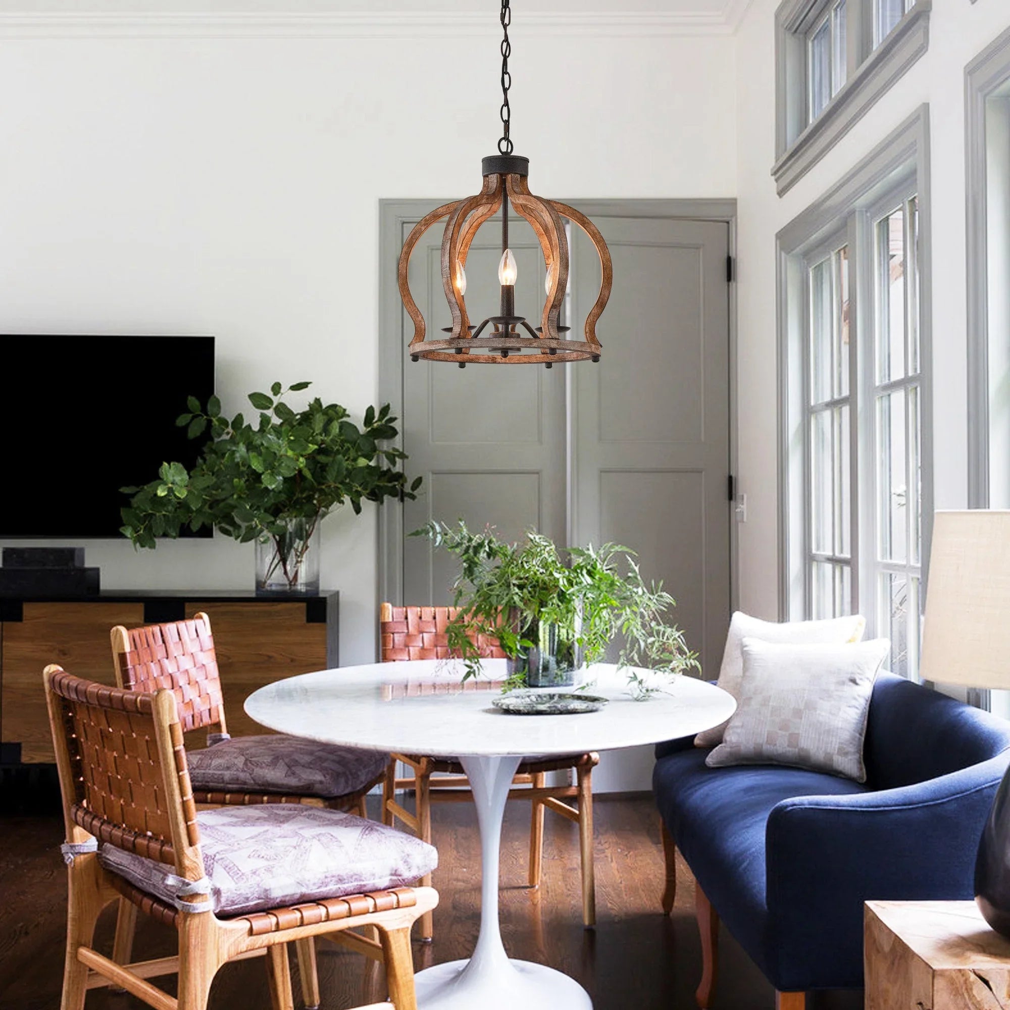 Rustic Wooden 3 Light Chandelier - IPLUS Lighting