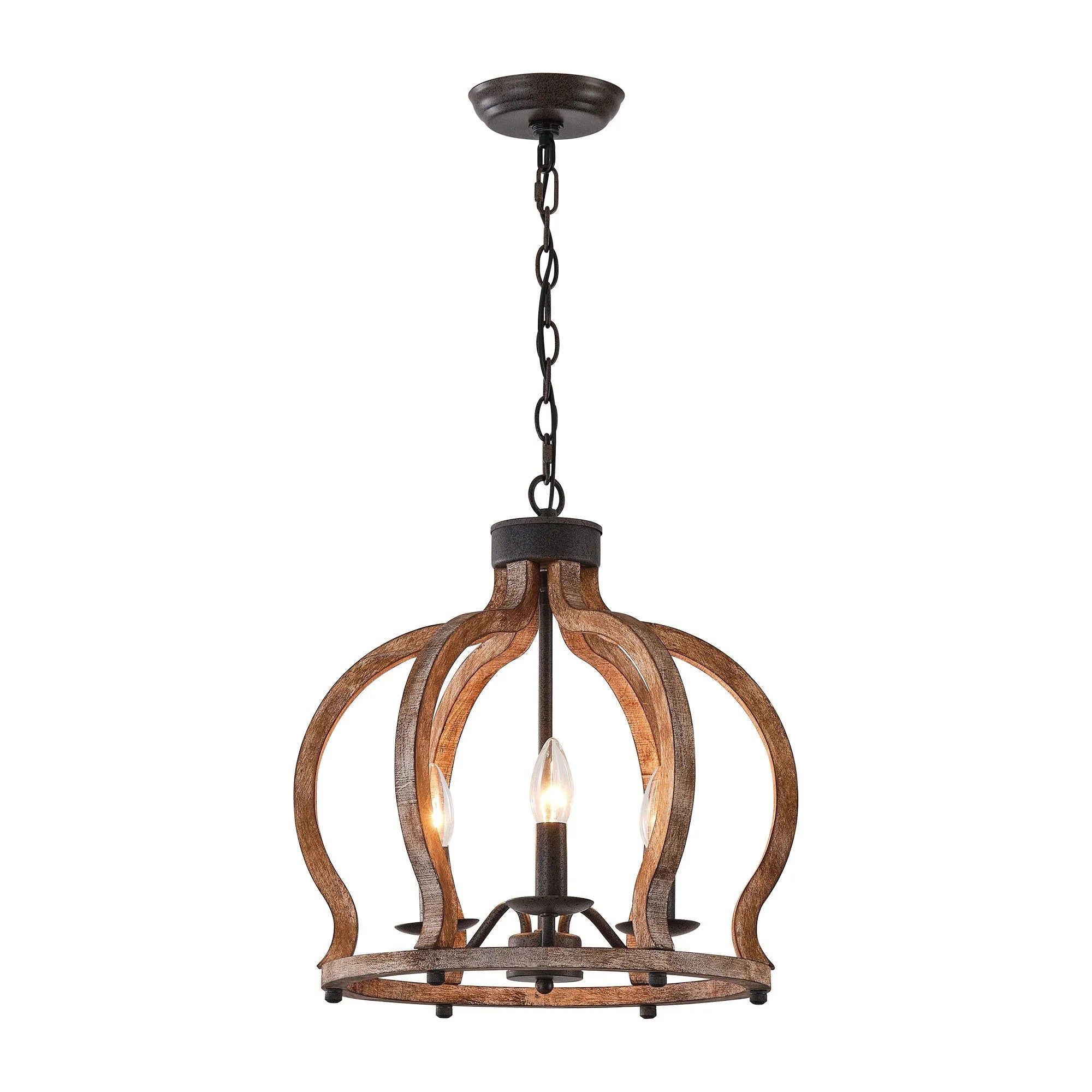 Rustic Wooden 3 Light Chandelier - IPLUS Lighting