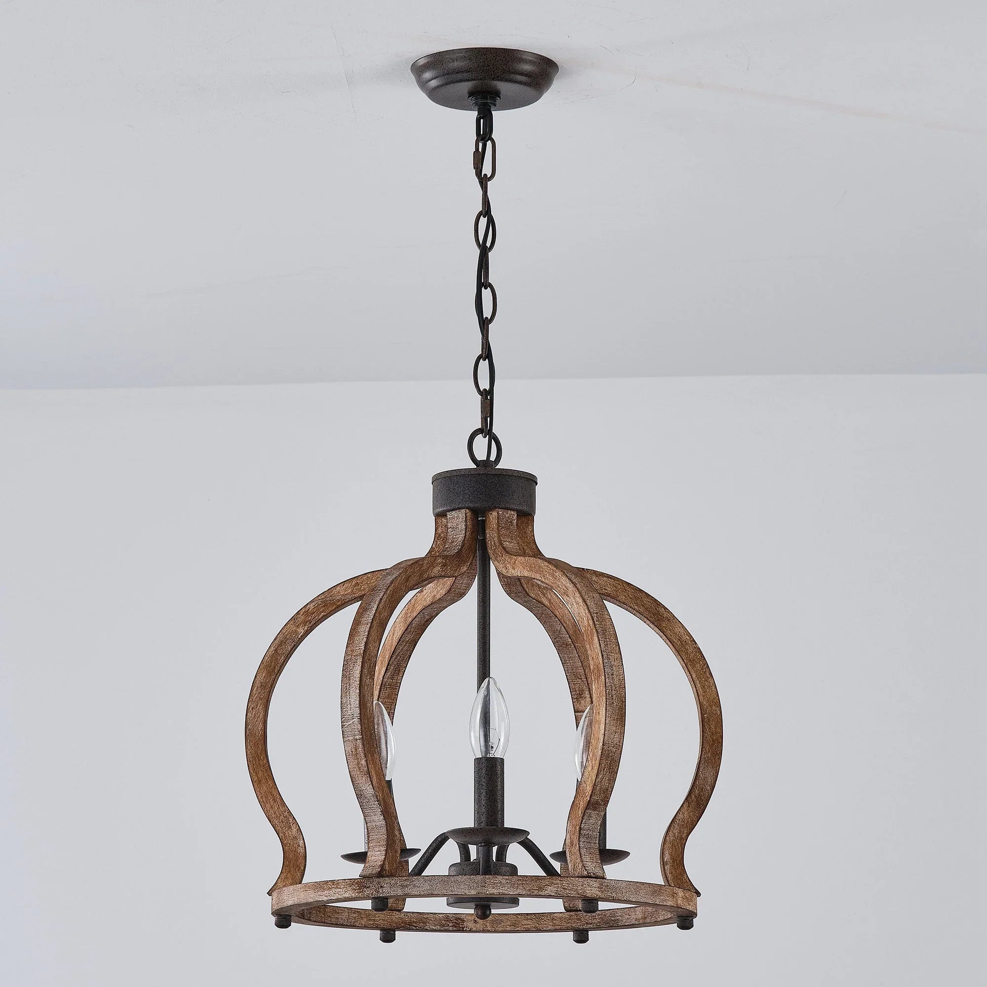 Rustic Wooden 3 Light Chandelier - IPLUS Lighting