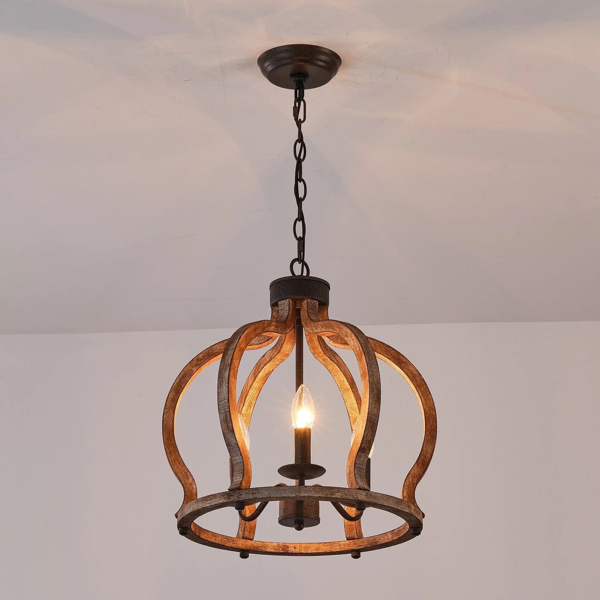 Rustic Wooden 3 Light Chandelier - IPLUS Lighting