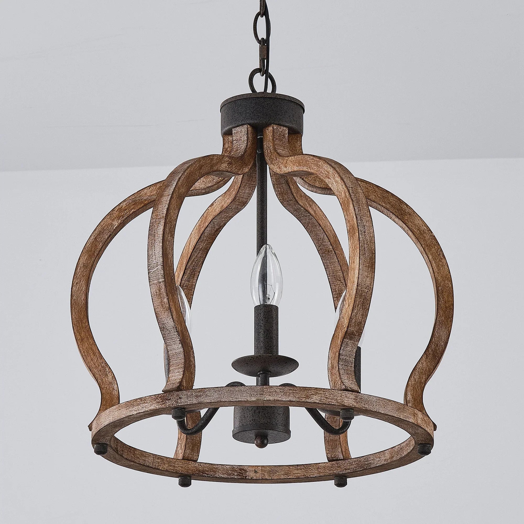 Rustic Wooden 3 Light Chandelier - IPLUS Lighting