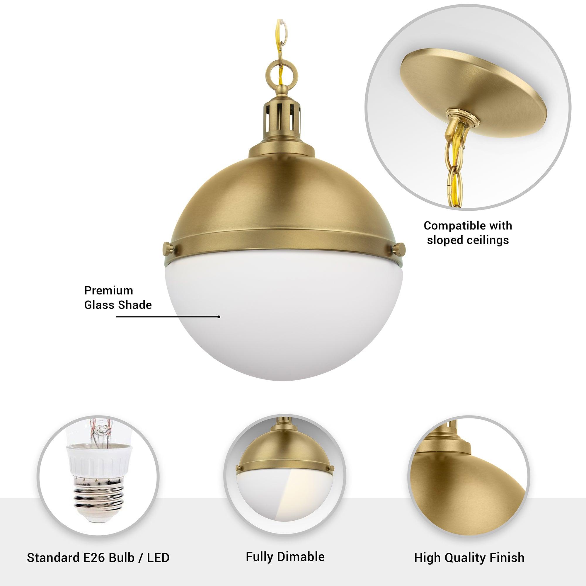 Dimmable Aaron 12 Inch 2-Light Gold Pendant Light