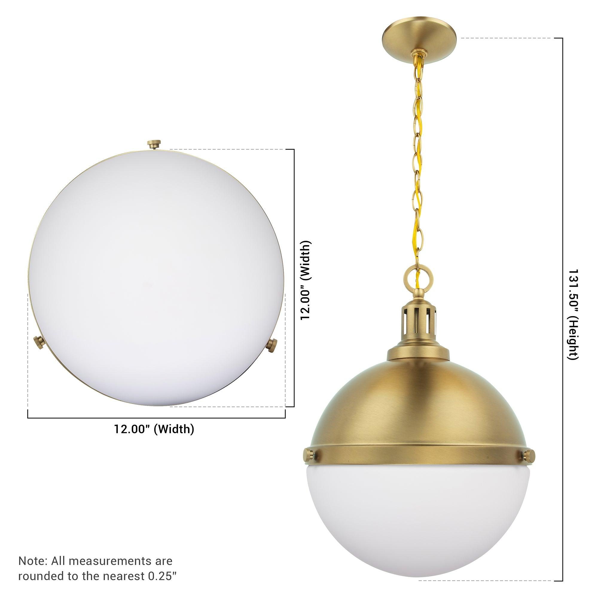 Dimmable Aaron 12 Inch 2-Light Gold Pendant Light