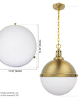 Dimmable Aaron 12 Inch 2-Light Gold Pendant Light
