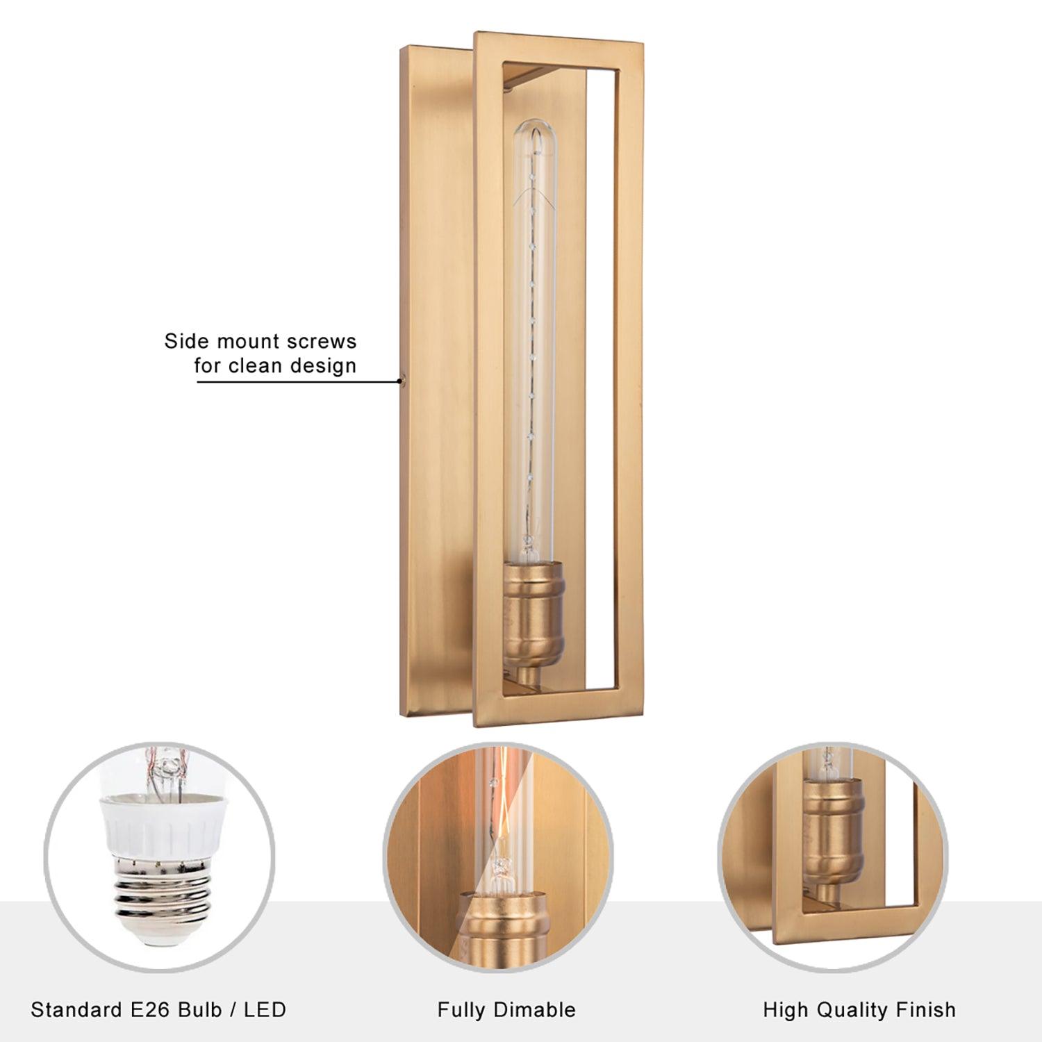 Adelman Gold 1-Light Decorative Dimmable Wall Sconce