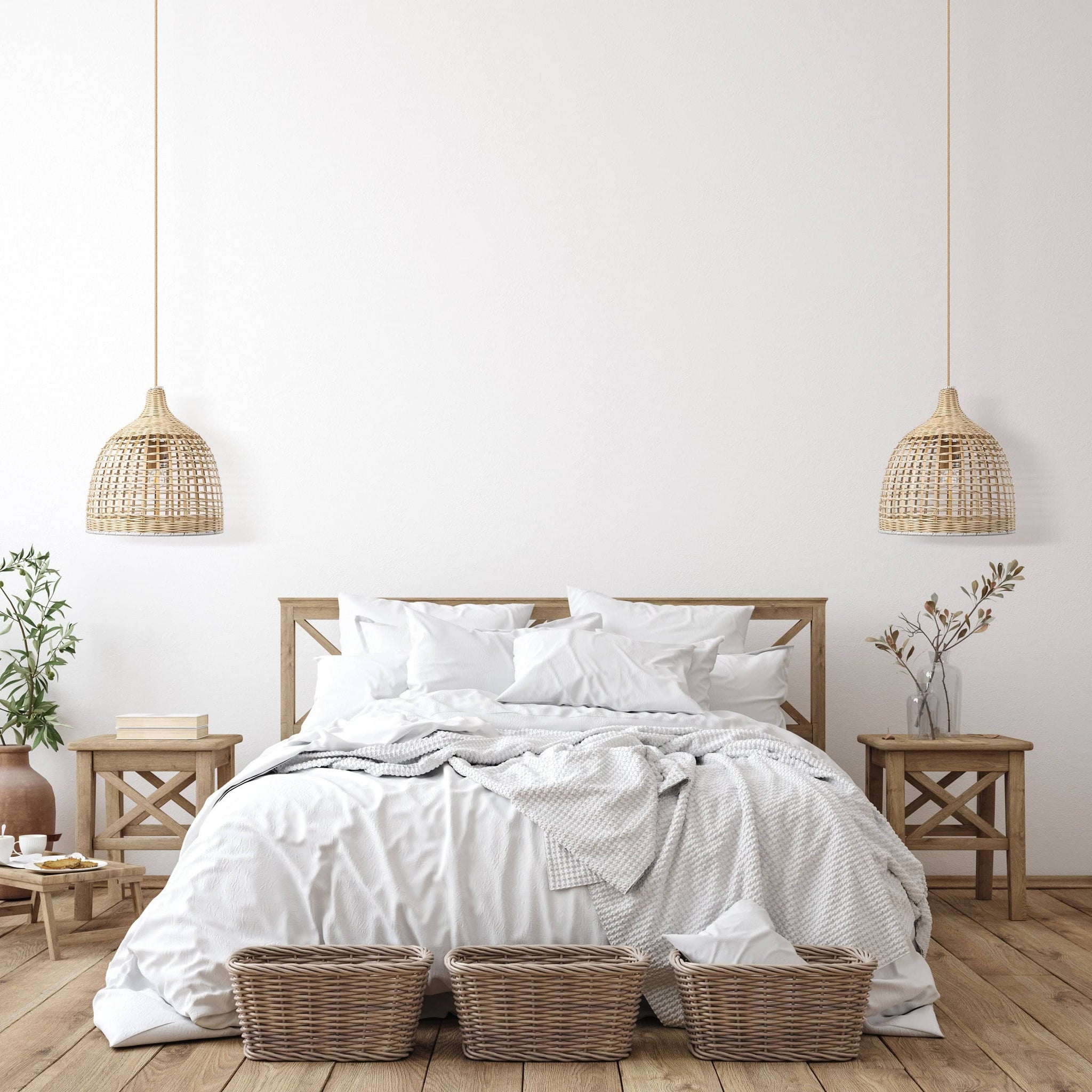 Ellie 1-Light Boho Rattan Hanging Pendant Lamp