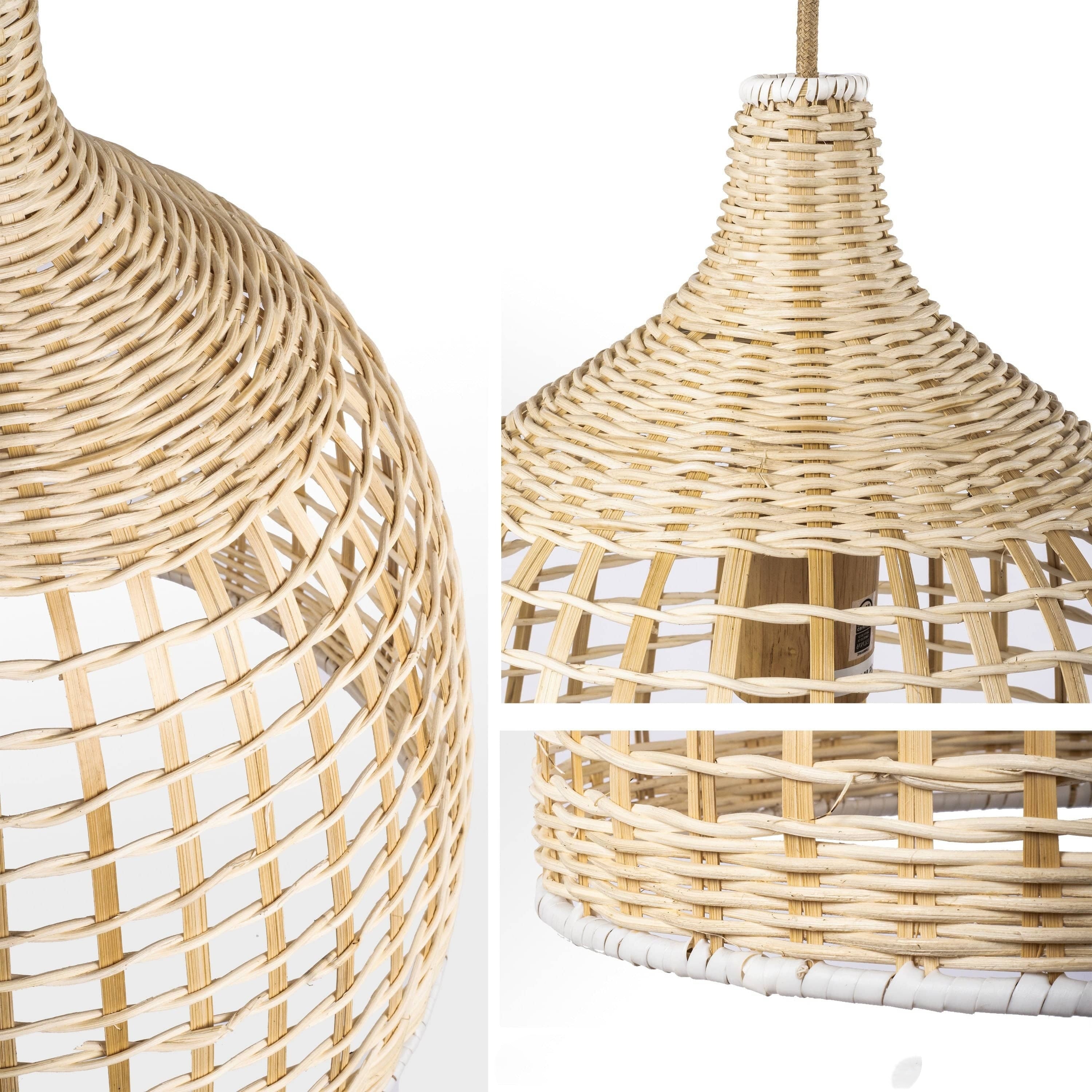 Ellie 1-Light Boho Rattan Hanging Pendant Lamp