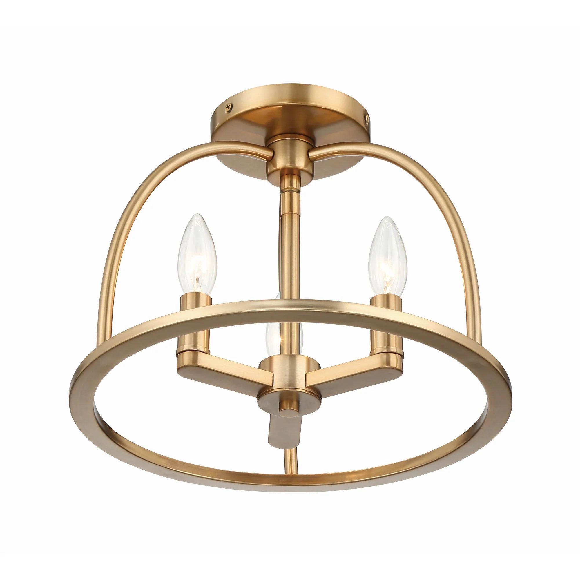Abbott 3 Light Vibrant Gold Semi Flush Mount