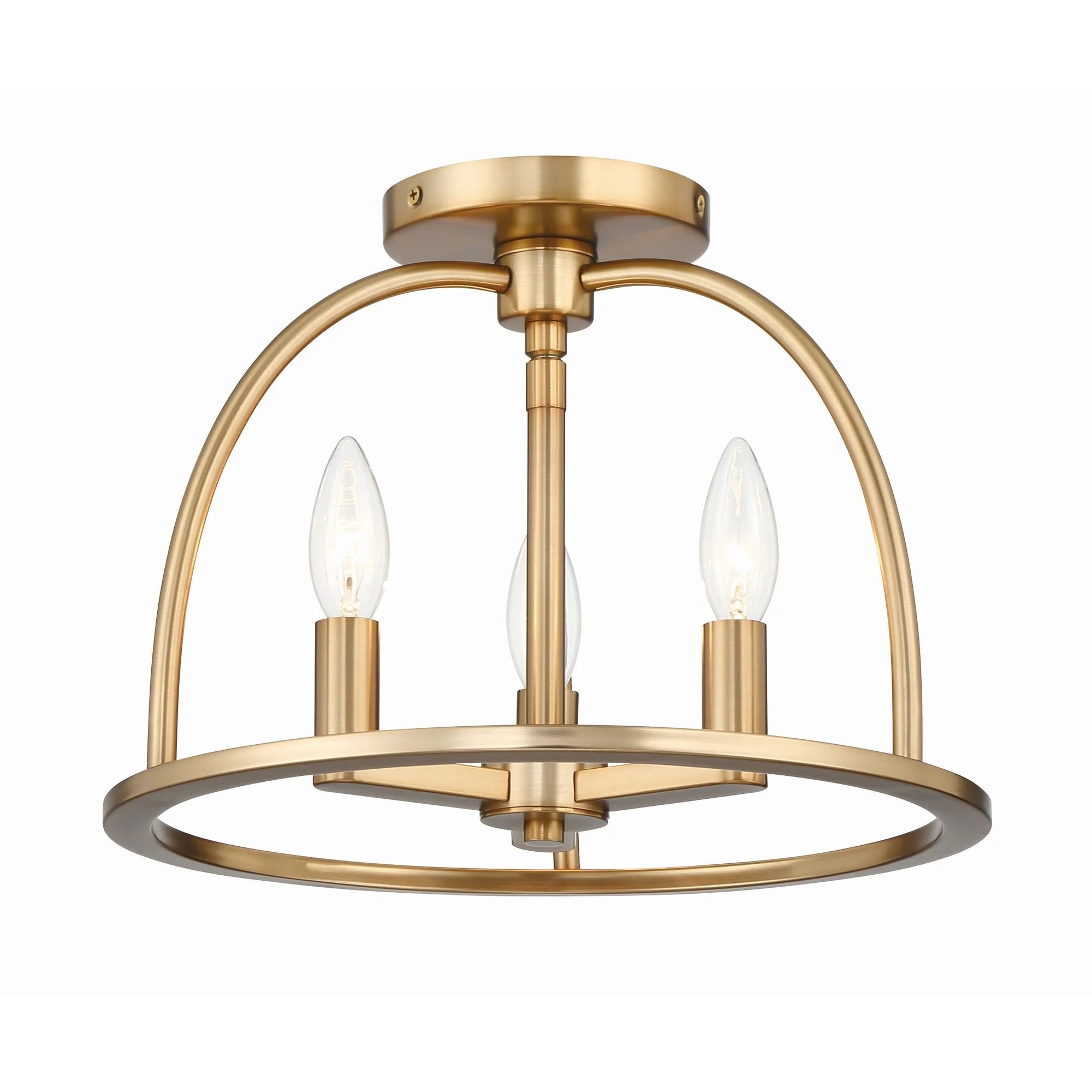 Abbott 3 Light Vibrant Gold Semi Flush Mount
