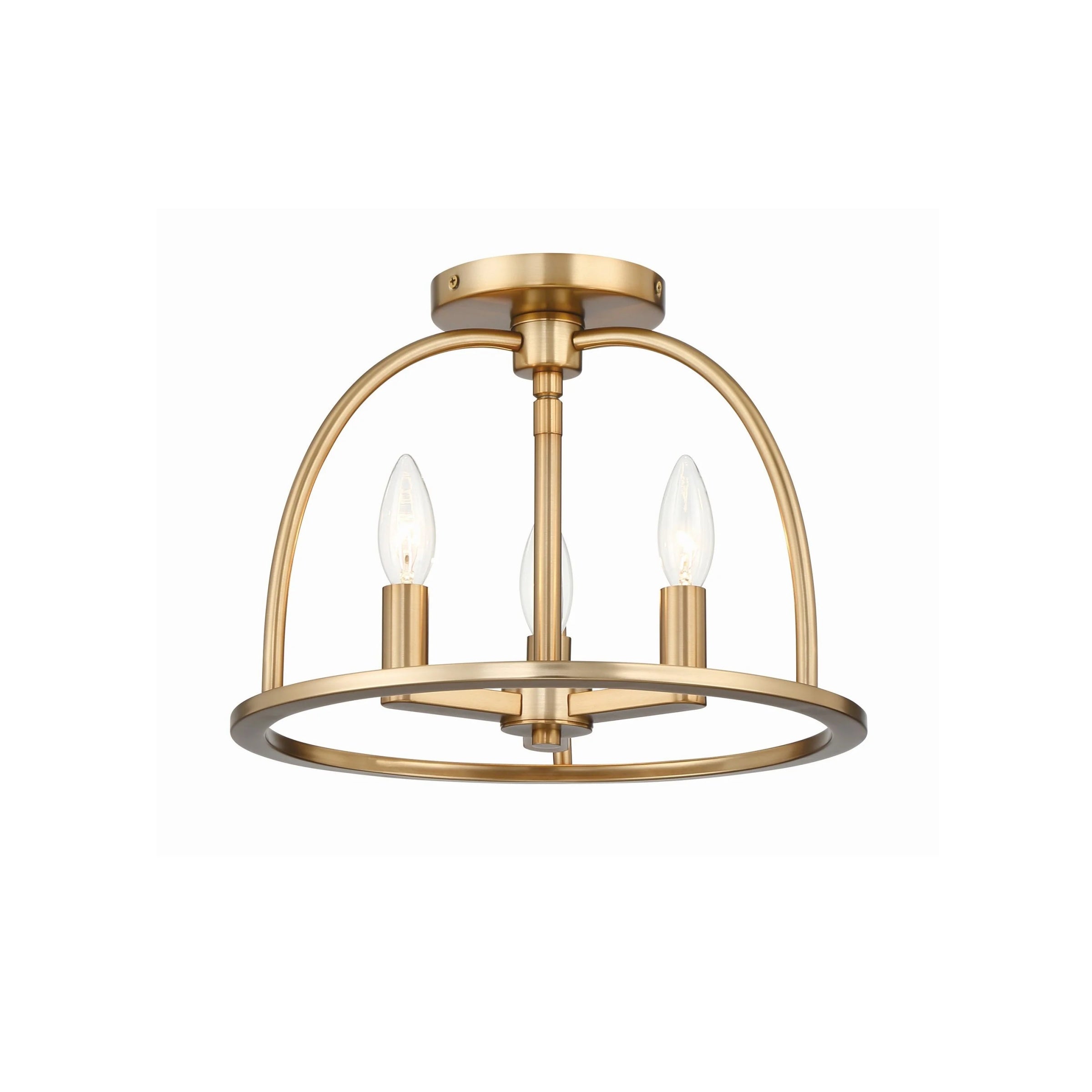 Abbott 3 Light Vibrant Gold Semi Flush Mount