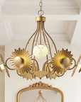7-Light Botanical Chandelier with Gold Flower Petal Design