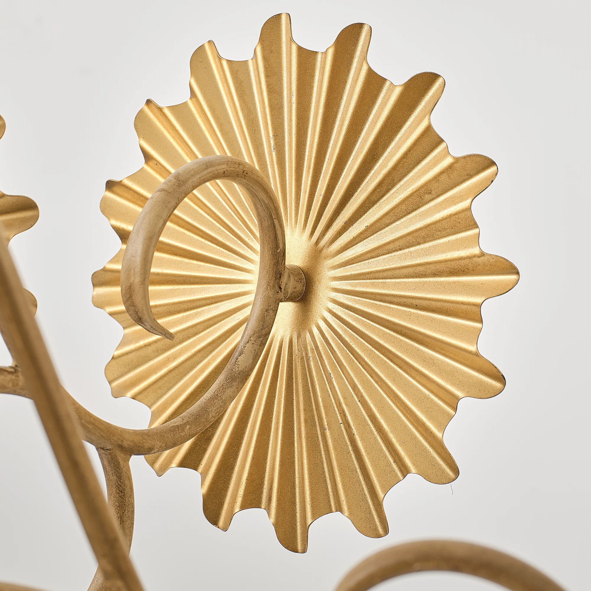 7-Light Botanical Chandelier with Gold Flower Petal Design