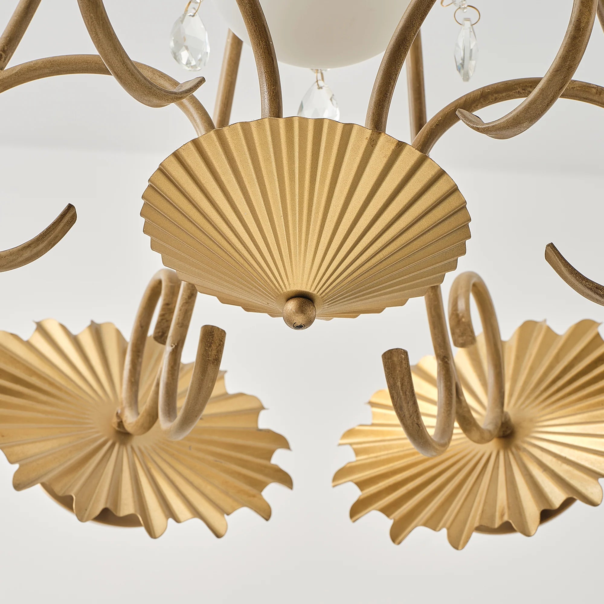 7-Light Botanical Chandelier with Gold Flower Petal Design