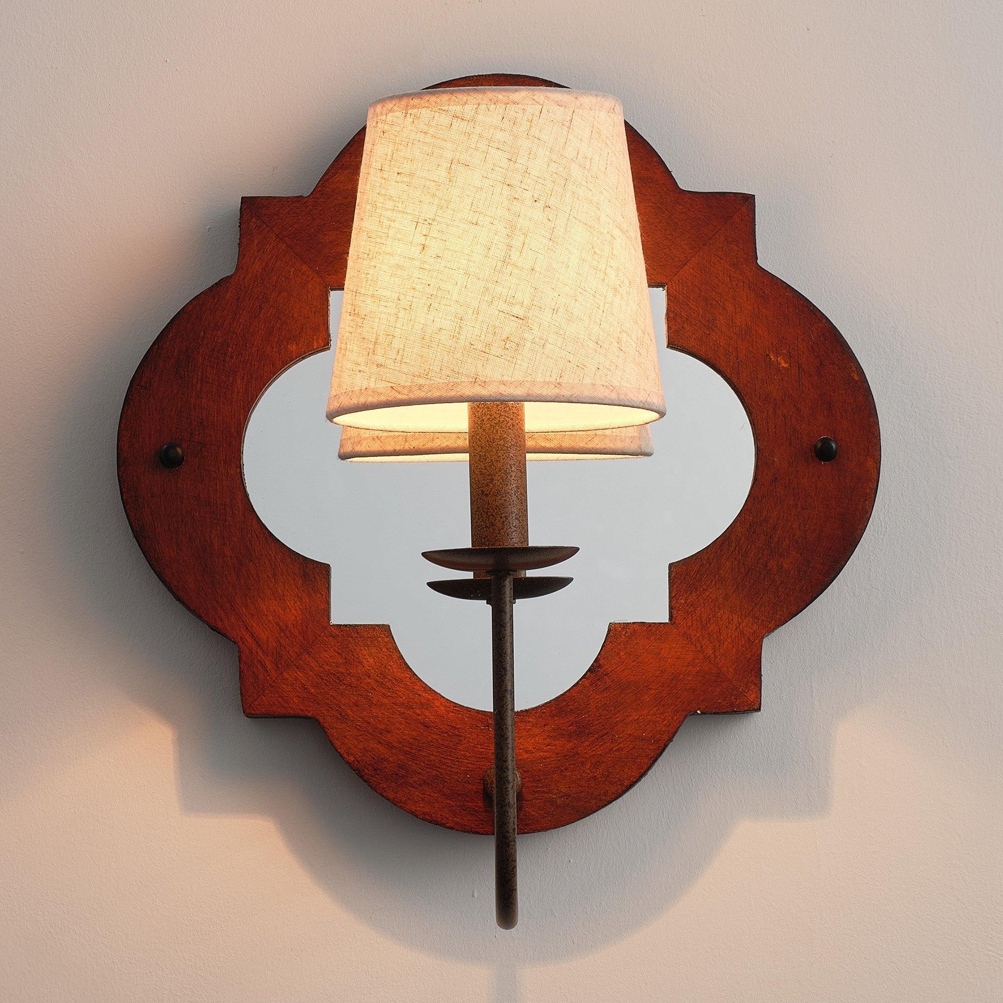 Rustic Iron 1-Light Wood Wall Sconce Light
