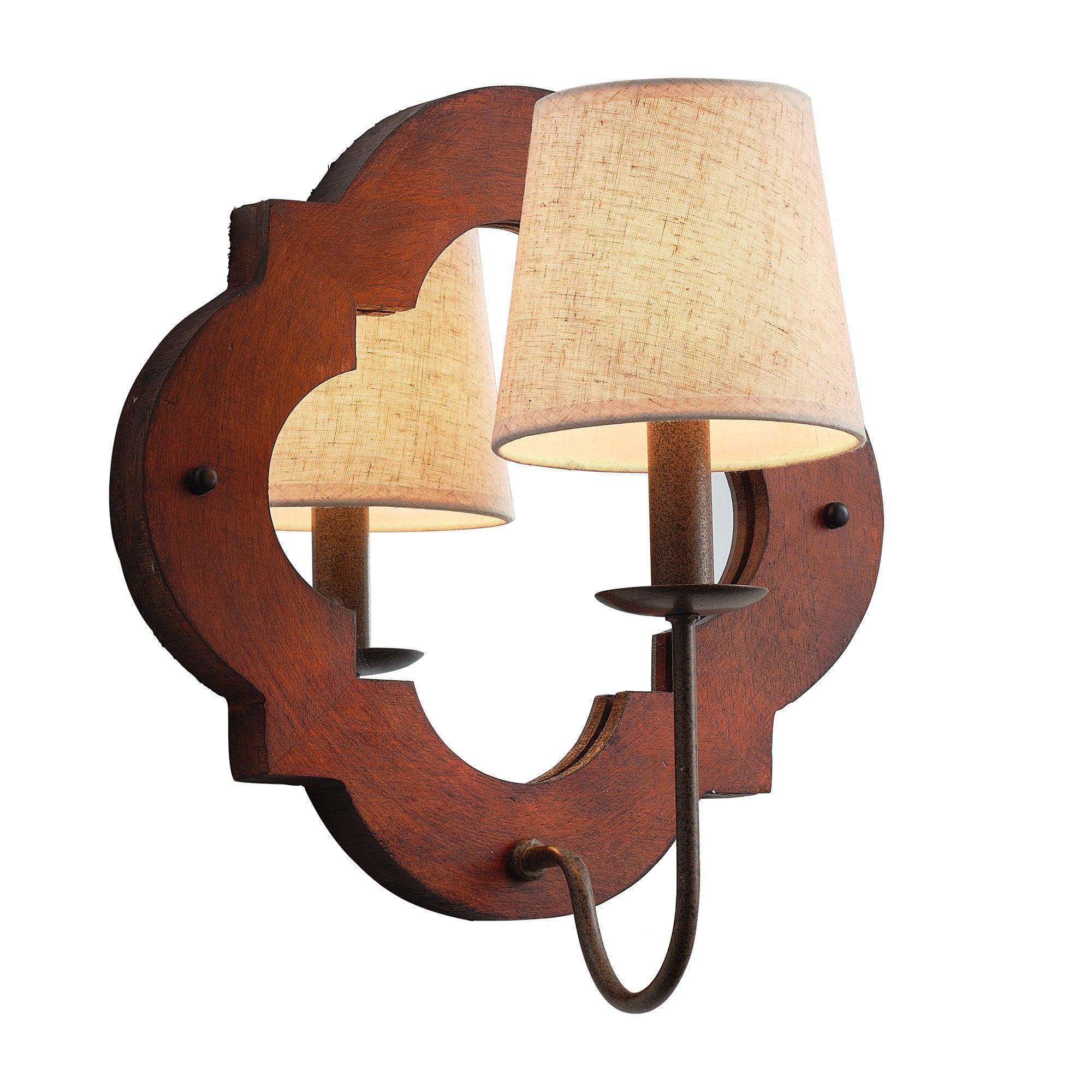 Rustic Iron 1-Light Wood Wall Sconce Light