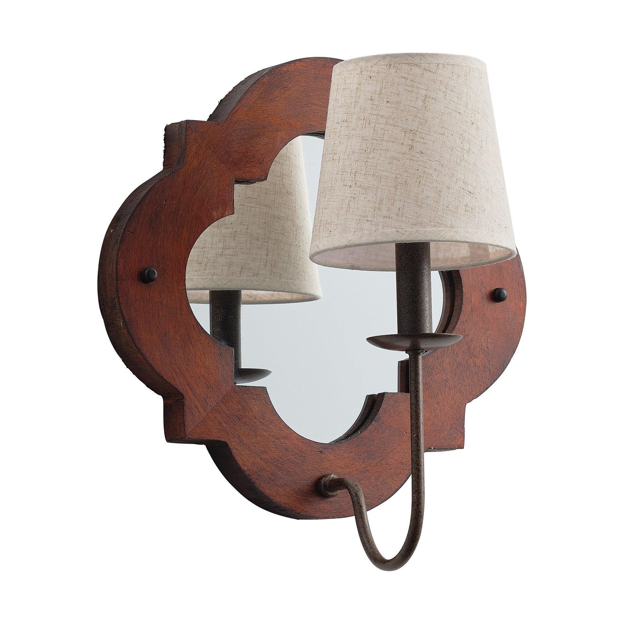 Rustic Iron 1-Light Wood Wall Sconce Light
