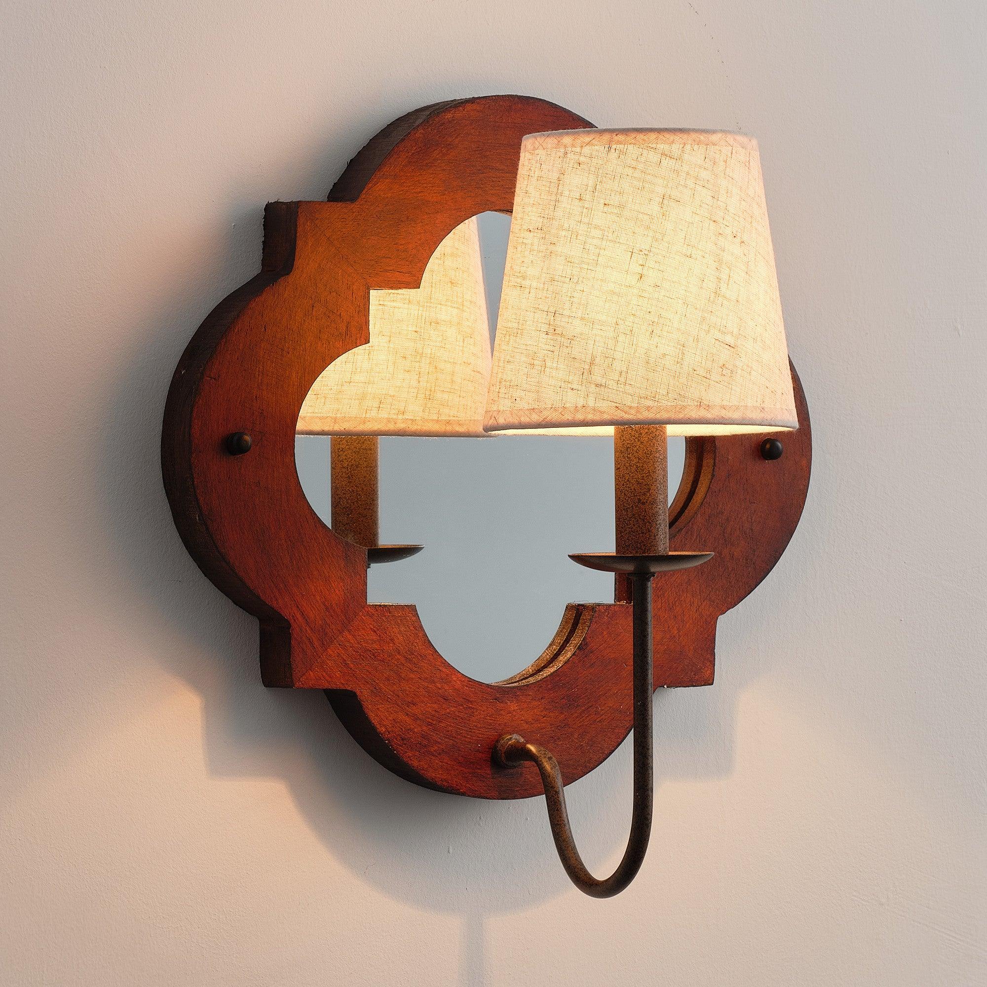 Rustic Iron 1-Light Wood Wall Sconce Light
