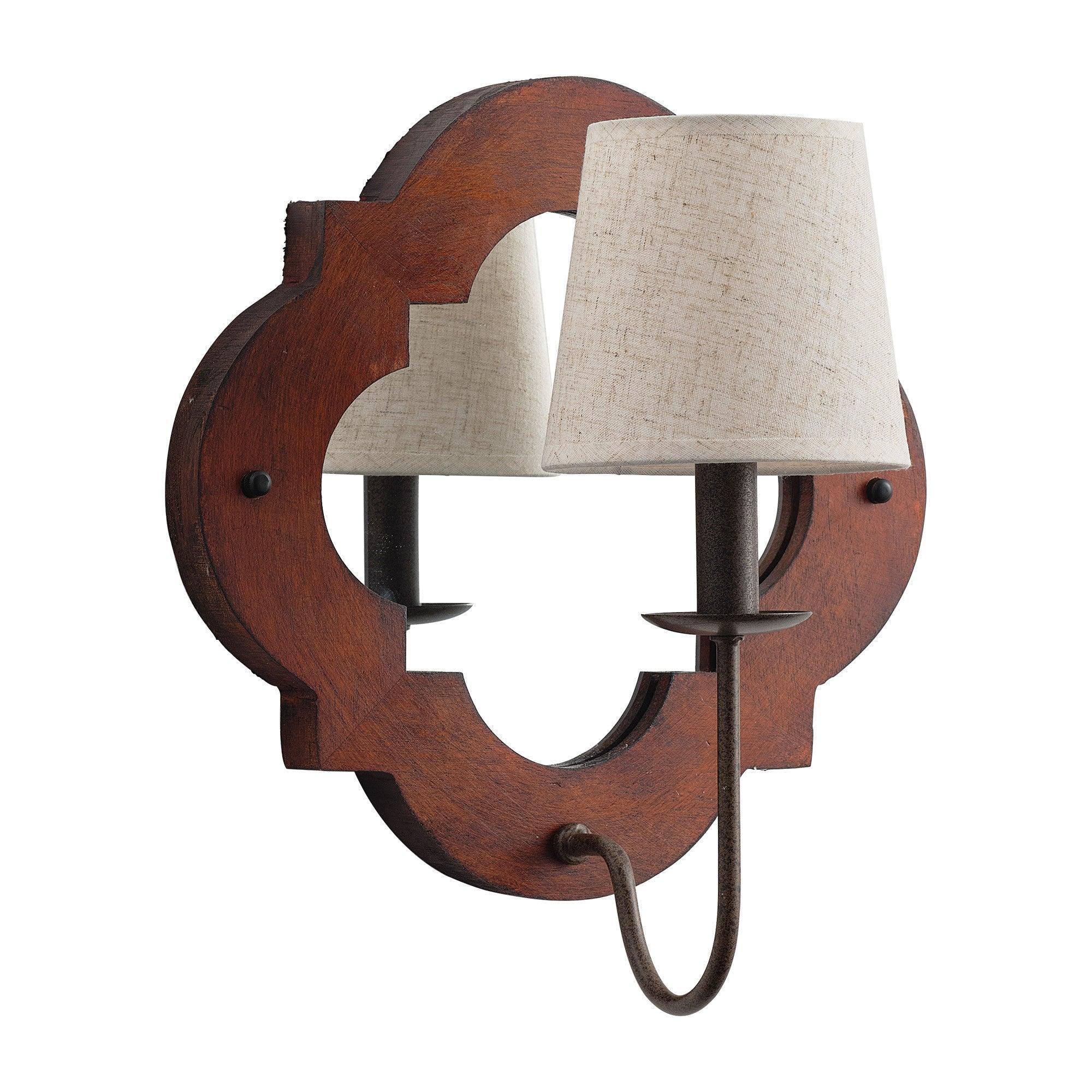 Rustic Iron 1-Light Wood Wall Sconce Light