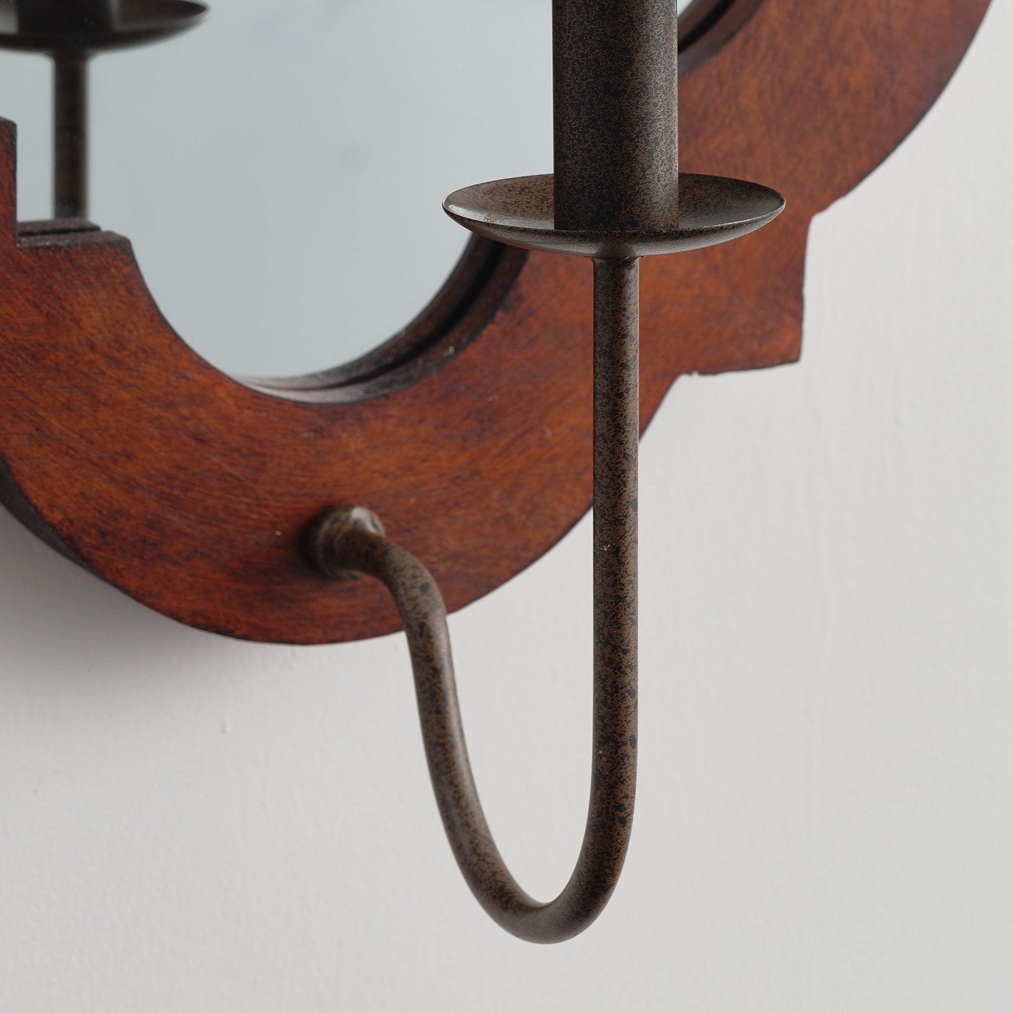 Rustic Iron 1-Light Wood Wall Sconce Light