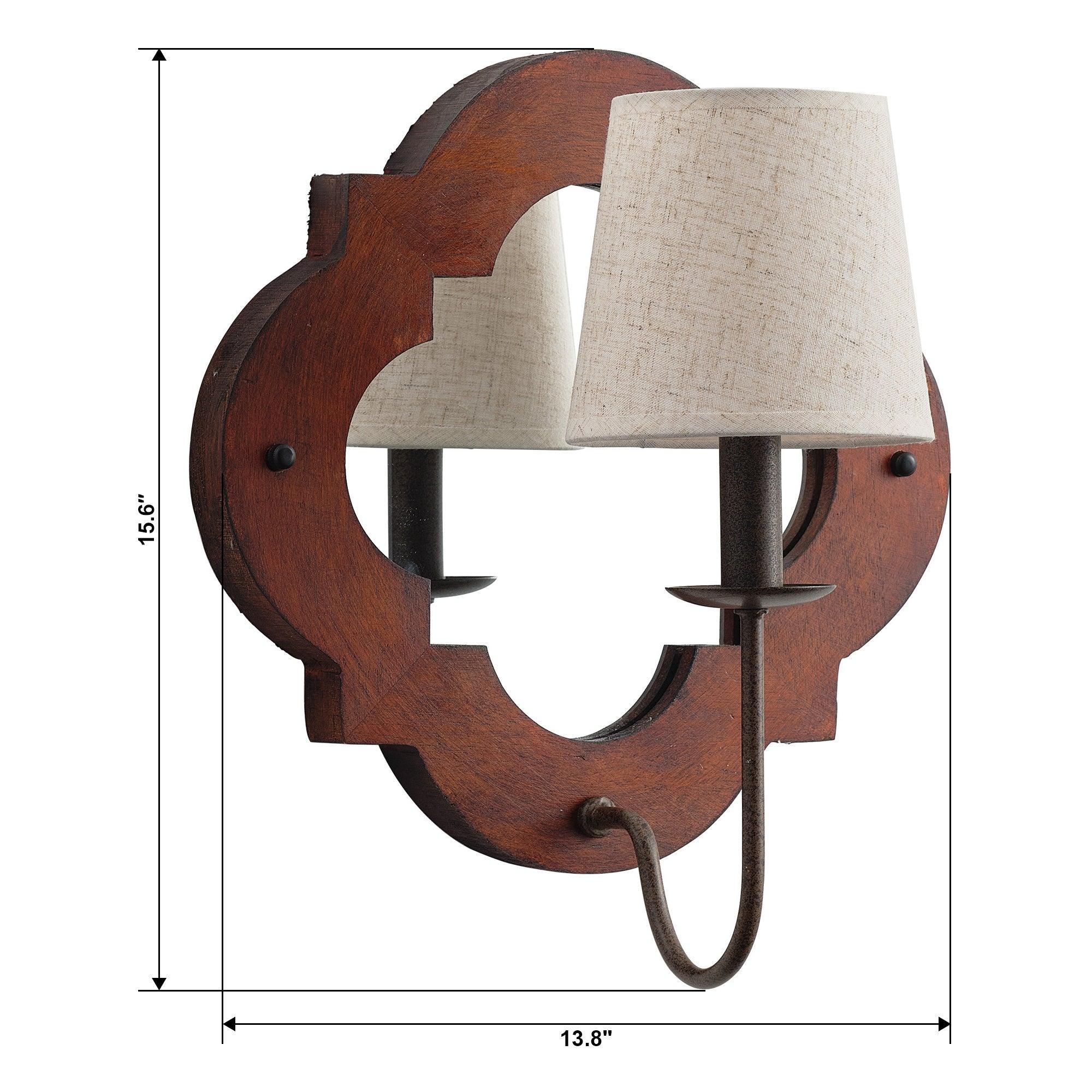 Rustic Iron 1-Light Wood Wall Sconce Light