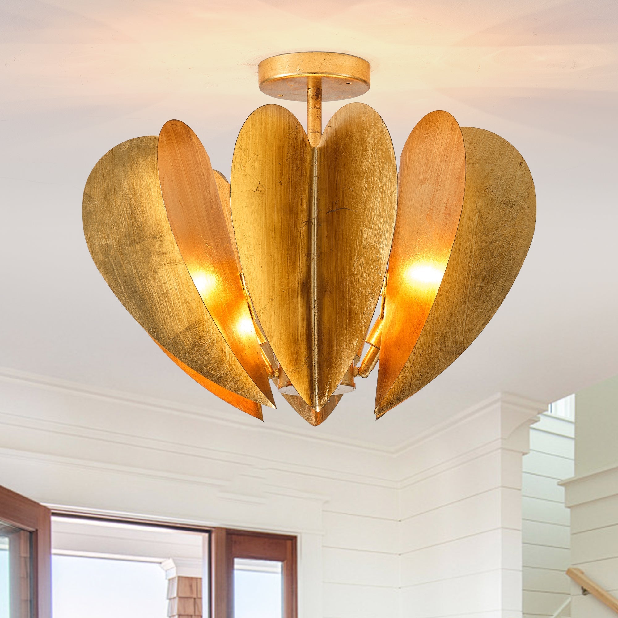 Elvira 6 Light Farmhouse Golden 19 Inch Semi Flush Flush Mount Ceiling Light
