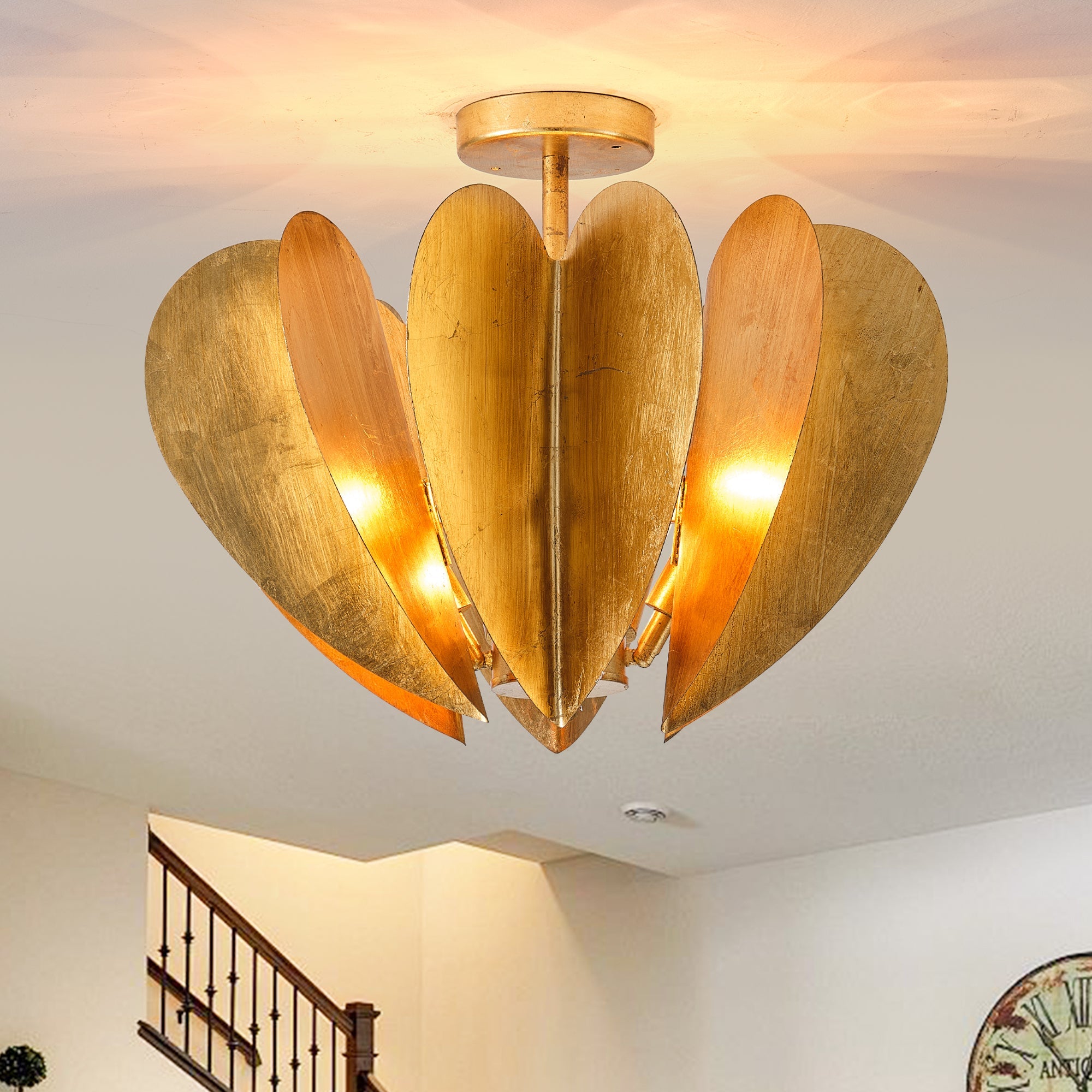 Elvira 6 Light Farmhouse Golden 19 Inch Semi Flush Flush Mount Ceiling Light