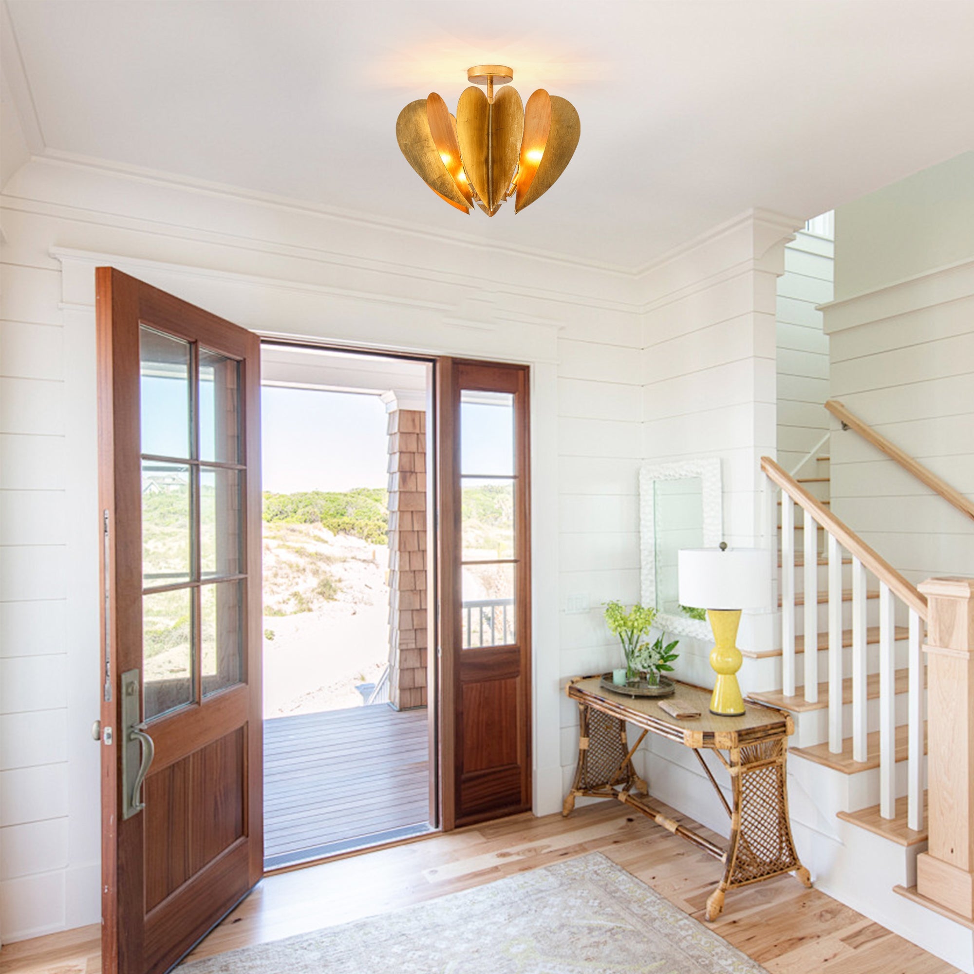 Elvira 6 Light Farmhouse Golden 19 Inch Semi Flush Flush Mount Ceiling Light