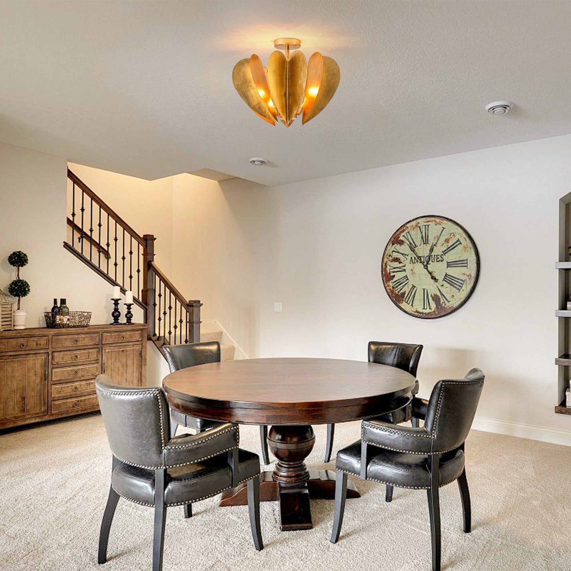 Elvira 6 Light Farmhouse Golden 19 Inch Semi Flush Flush Mount Ceiling Light