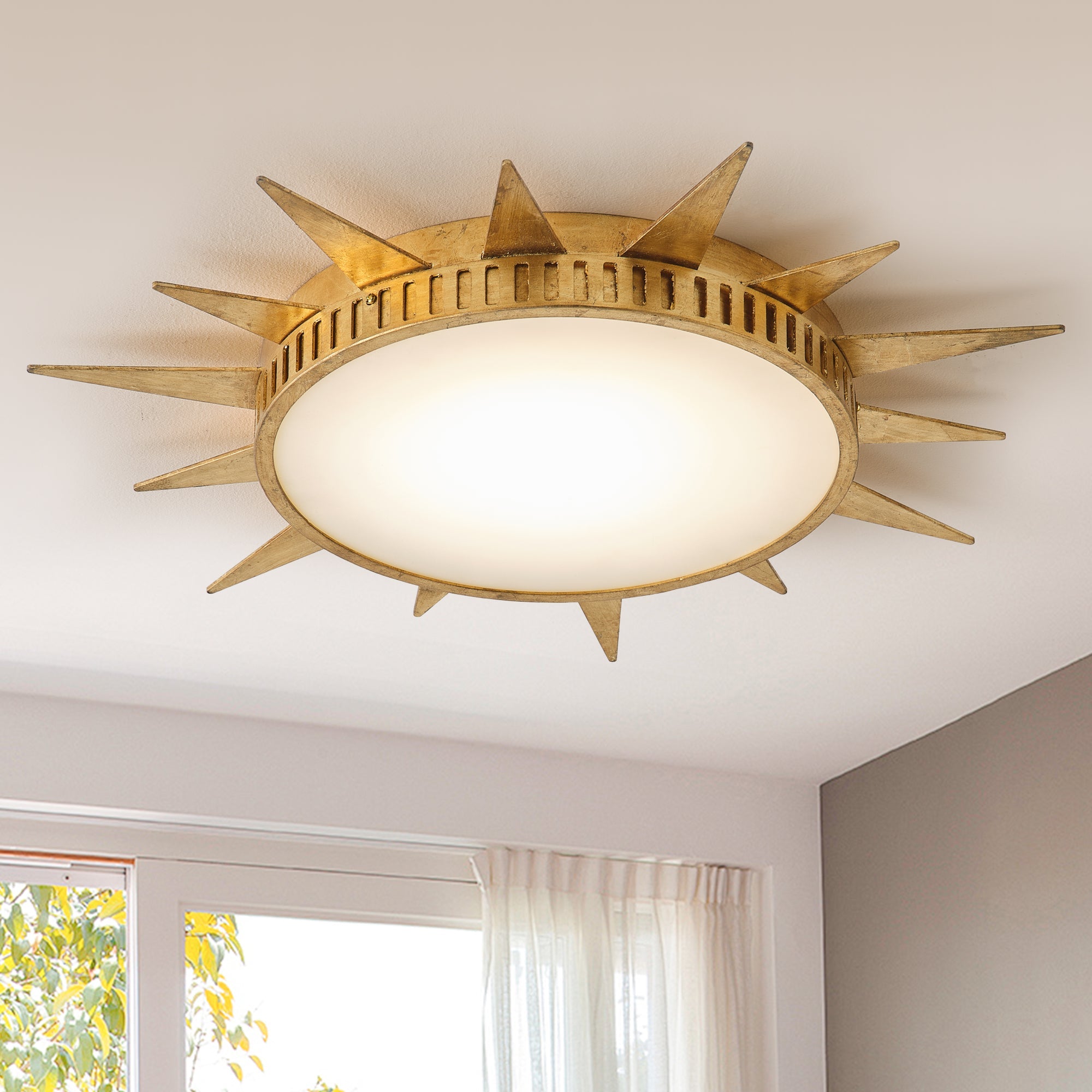 Dana Golden Sunburst 25 Inch LED Flush Mount Ceiling Light