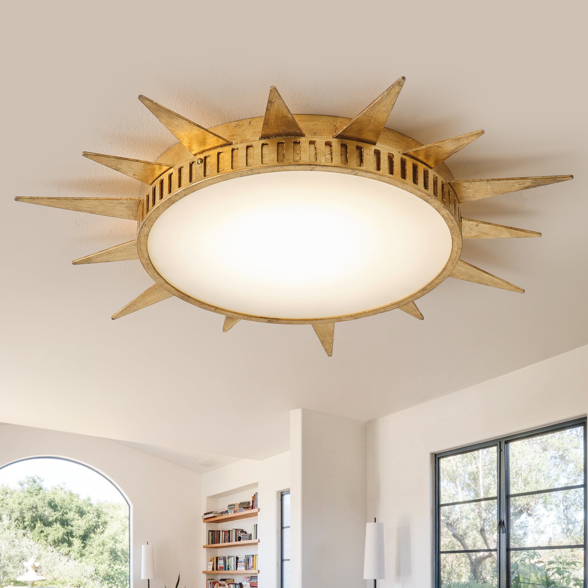 Dana Golden Sunburst 25 Inch LED Flush Mount Ceiling Light