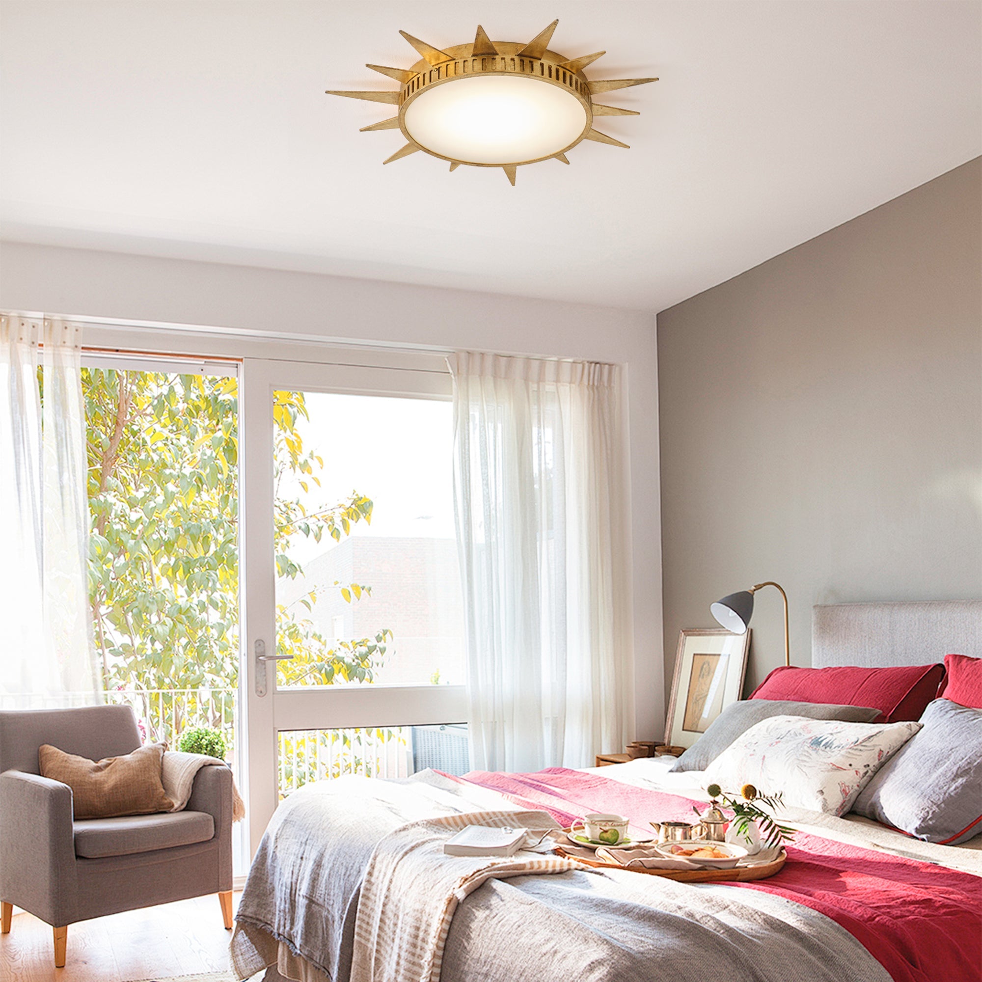 Dana Golden Sunburst 25 Inch LED Flush Mount Ceiling Light