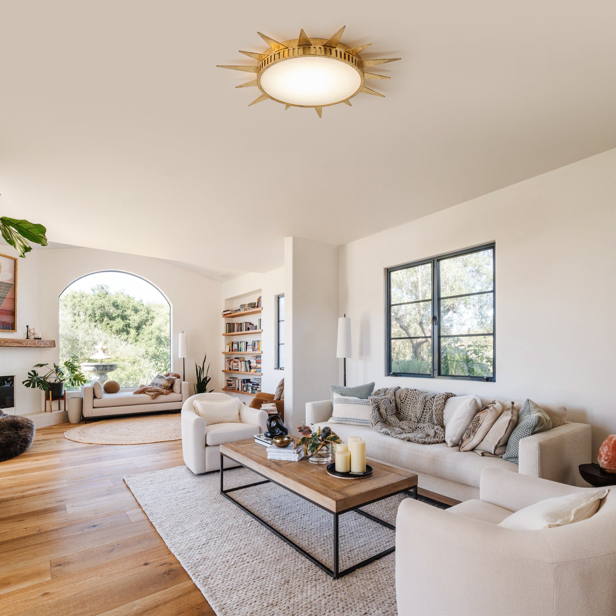 Dana Golden Sunburst 25 Inch LED Flush Mount Ceiling Light