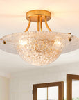 3 Light Page Golden Semi Flush 16 Inch Flush Mount Ceiling Light